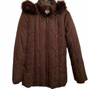 Liz Claiborne Brown Jacket Brown Small Fur Hood